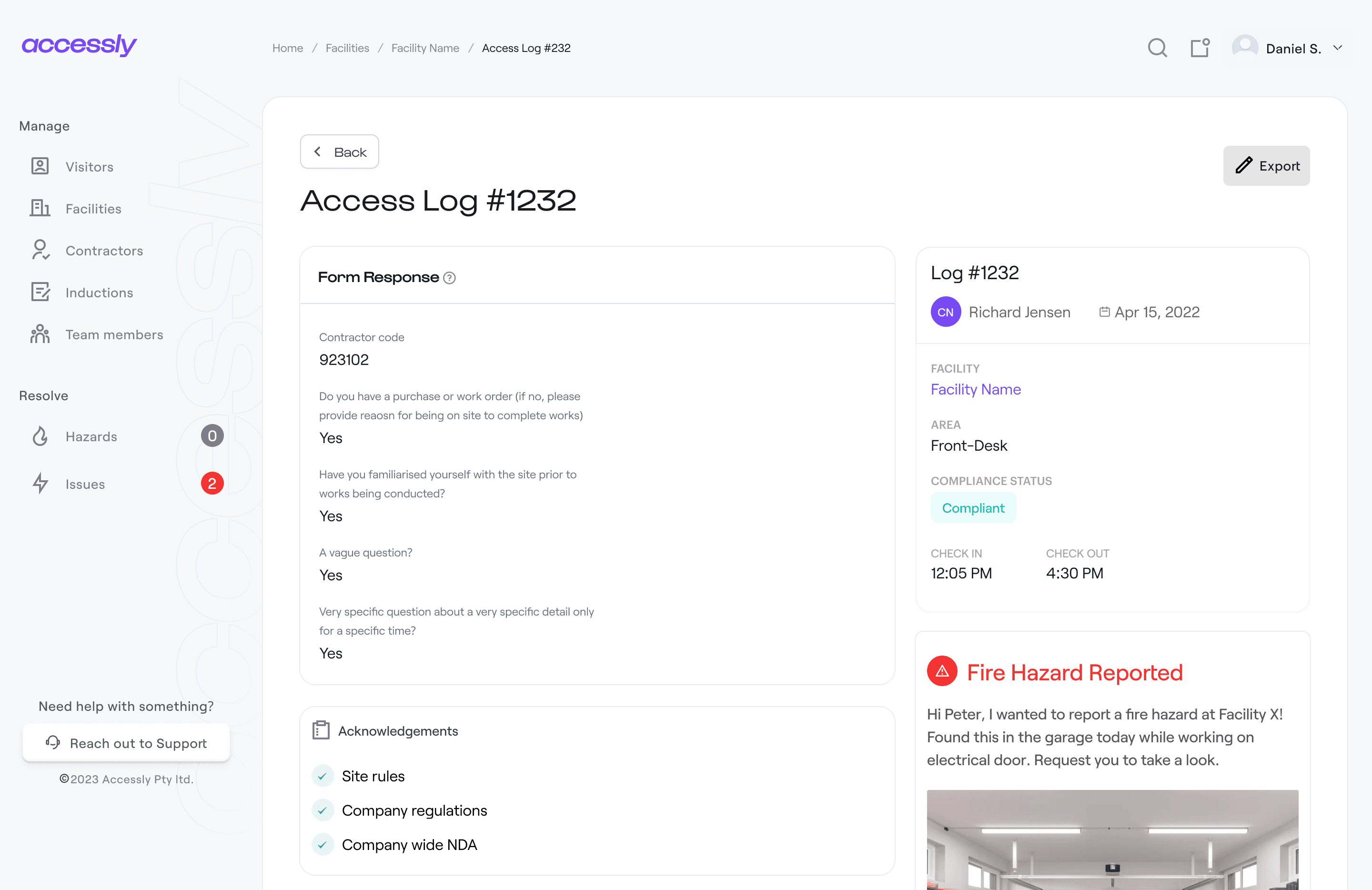 Access Log Page
