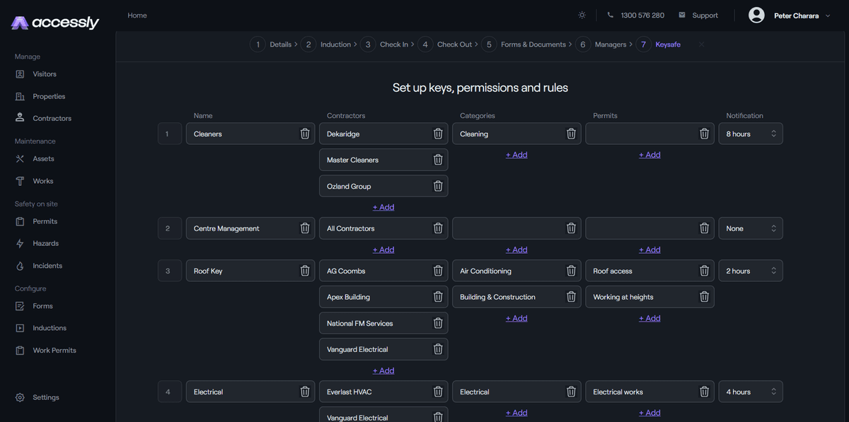 Key permissions configuration UI
