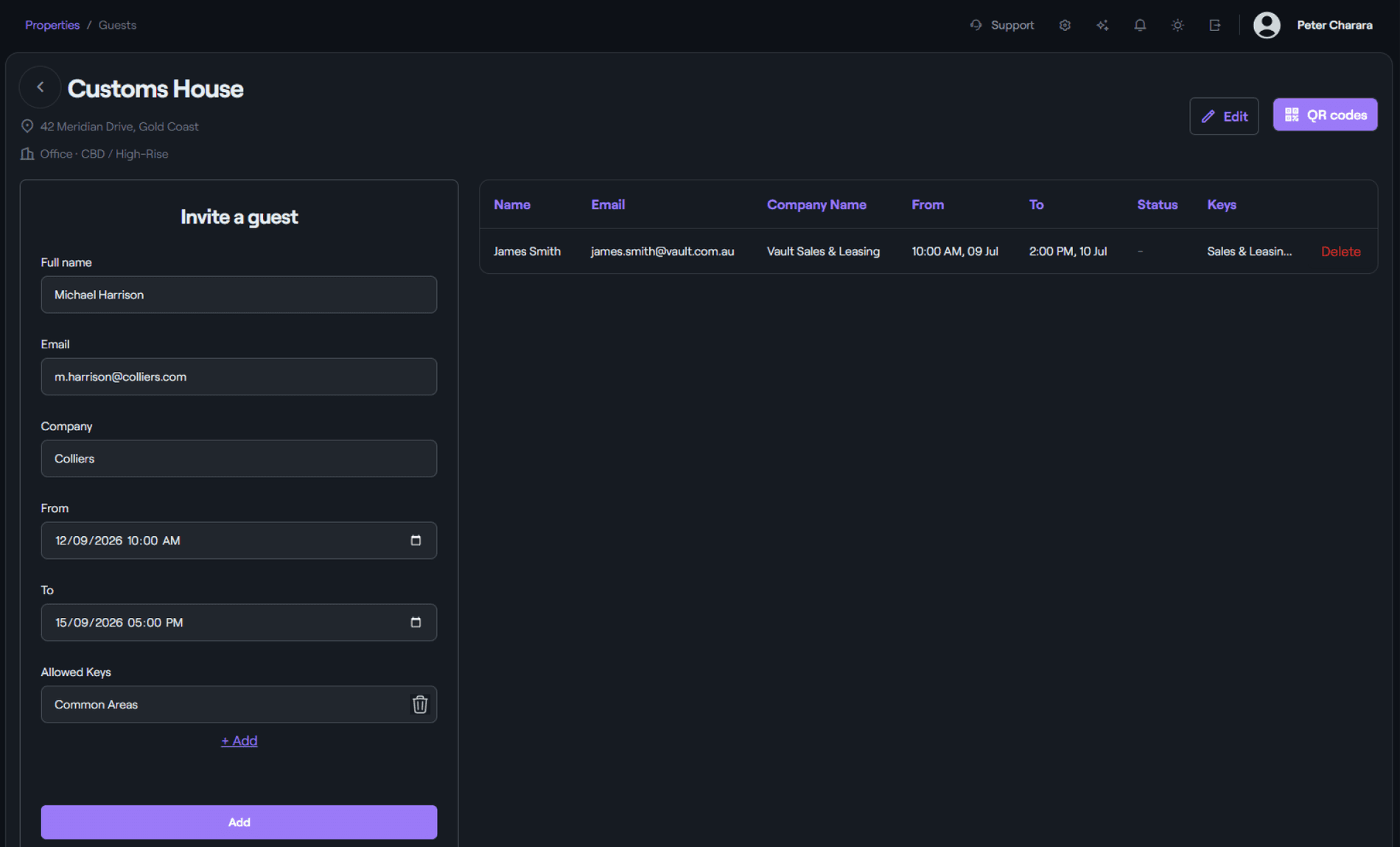 Invite a guest with one-time keysafe access